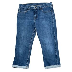 Woman's Levi's Dark Blue‎ Cropped Cuffed Capri Denim Jeans